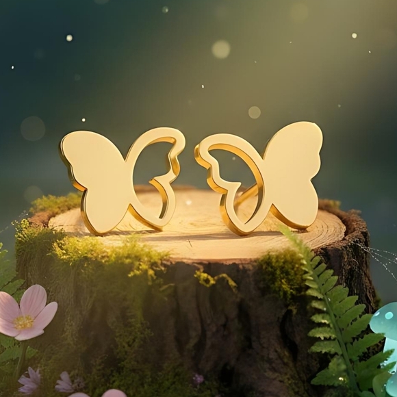 πWhimsical Butterfly Stud Earrings Fairy 18K Gold Plated Stainless Steel β¨π¦ - Picture 10 of 14